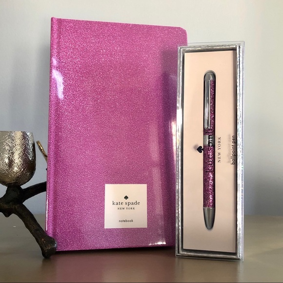 KATE♠️SPADE LOLA GLITTER NOTEBOOK & PEN SET NWT